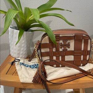 Tory Burch Tan and Cream Crossbody Bag